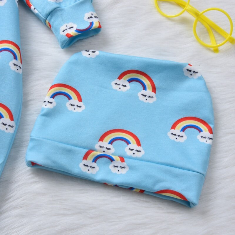 Baby Rompers 2pc Set - Long Sleeve Cartoon Jumpsuit - Unisex Cotton Toddler Clothes