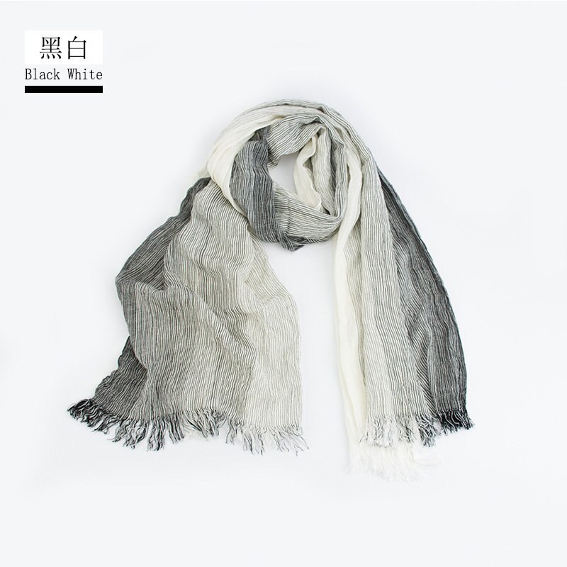 Unisex Men Women Ombre Shawl Spring Summer Cotton Blend Gradient Scarves Hijab Casual Male Scarves Crinkle Global Scarf YG367: YG36707
