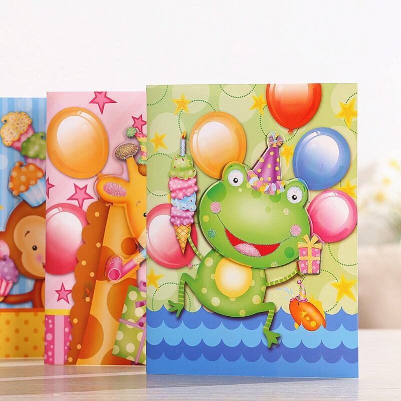 5pcs/lot Cartoon Music Greeting Card DIY Paper Handmade Wish Card with Envelope Kids Children Birthday Card