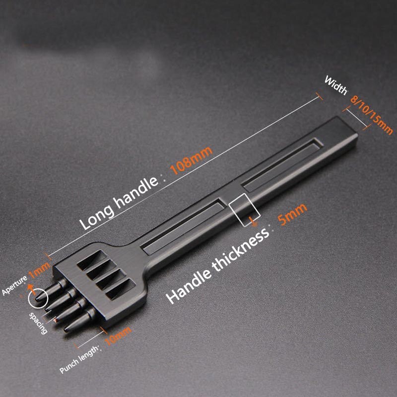DIY Leather Round Row Punching Tool 3/4/5/6mm Spacing Hole Punches Lacing Stitching Hand Sewing Thread Tools