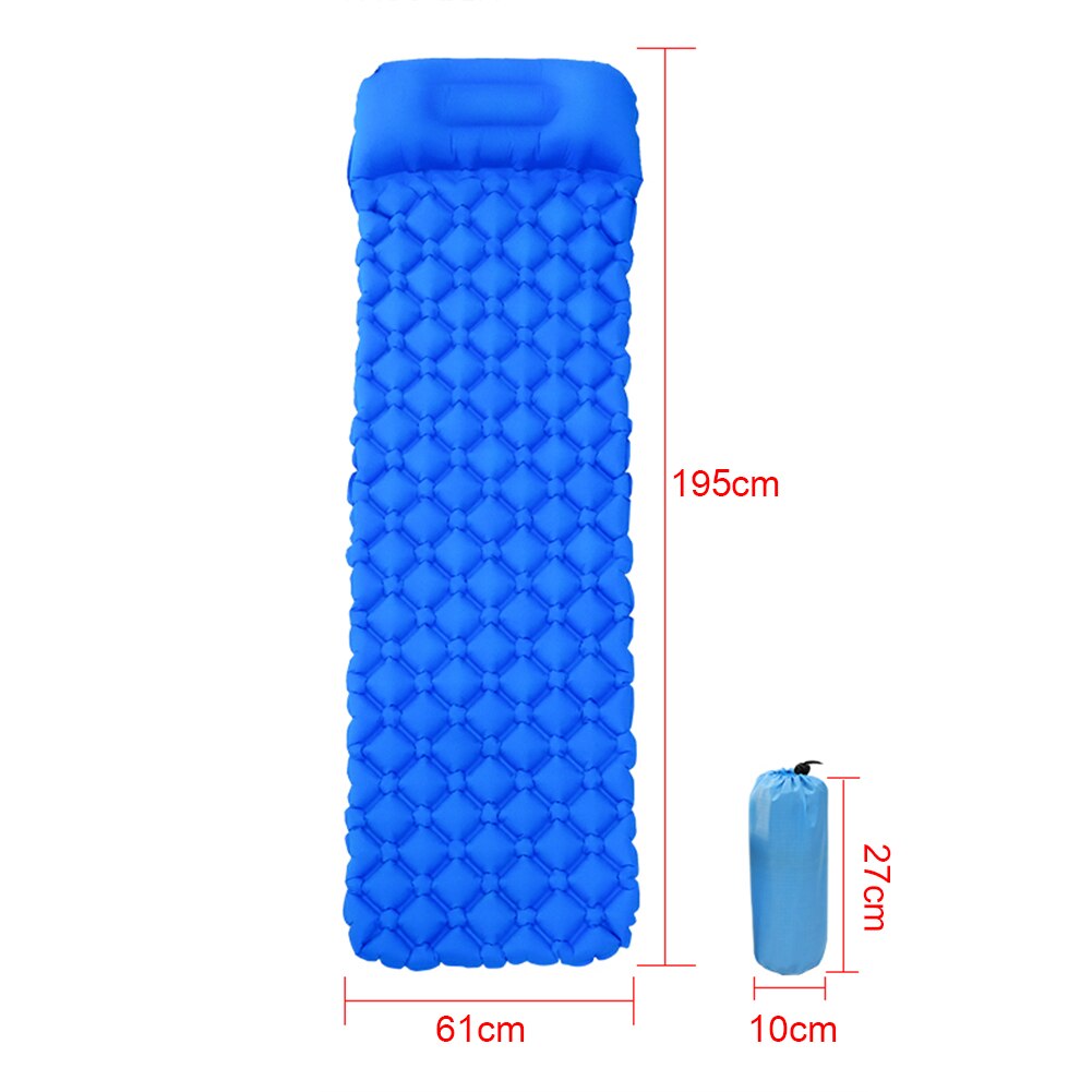 Inflatable Mattress Ultralight Sleeping Pad Camping Hiking Mat Air Mattress Folding Bed Travel Sleeping Mat with Storage Bag: Navy Blue