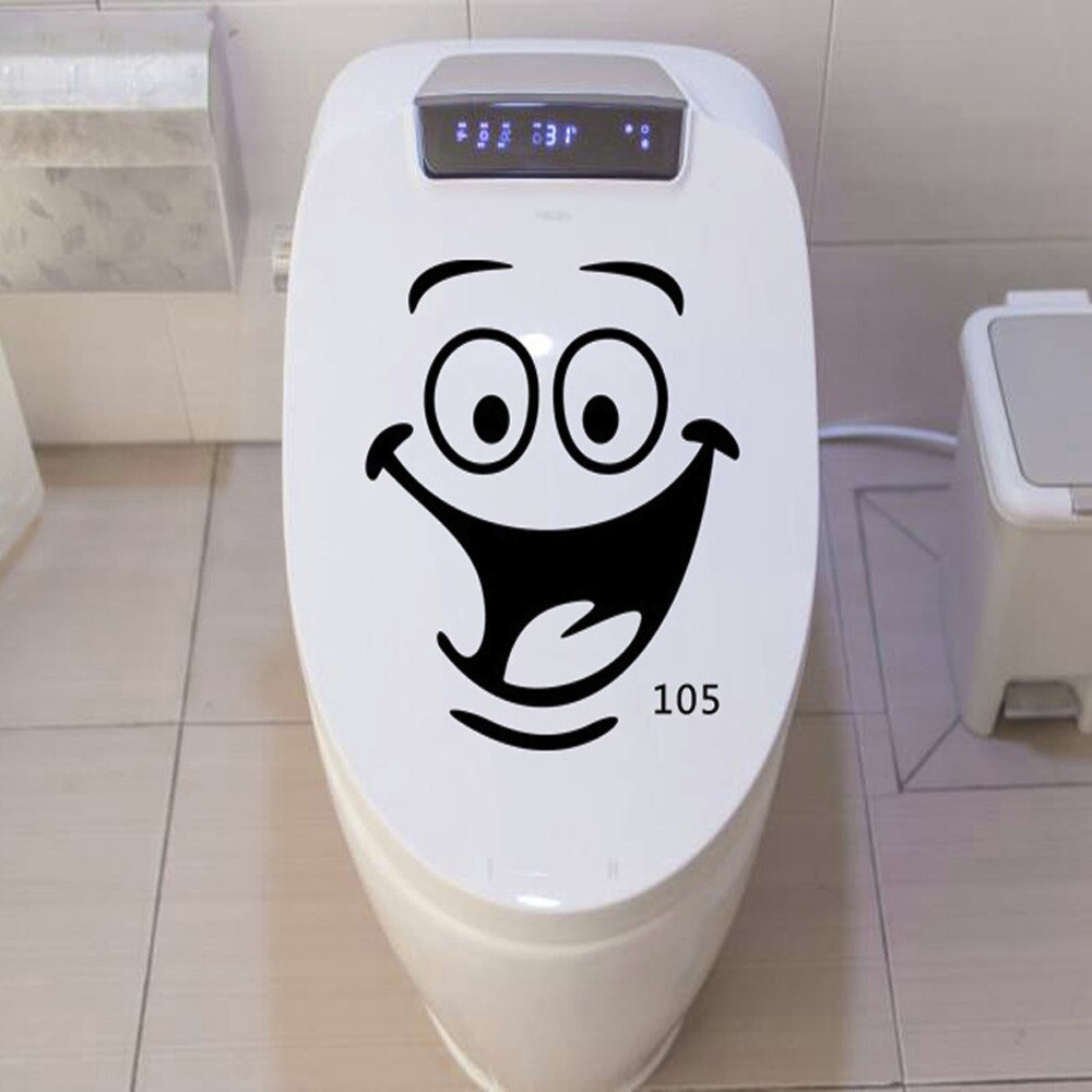 Funny Toilet lid Decor Smile Face Toilet Stickers Toilet Decal Room Art Decor Funny Bathroom Kitchen Wall Sticker Removable