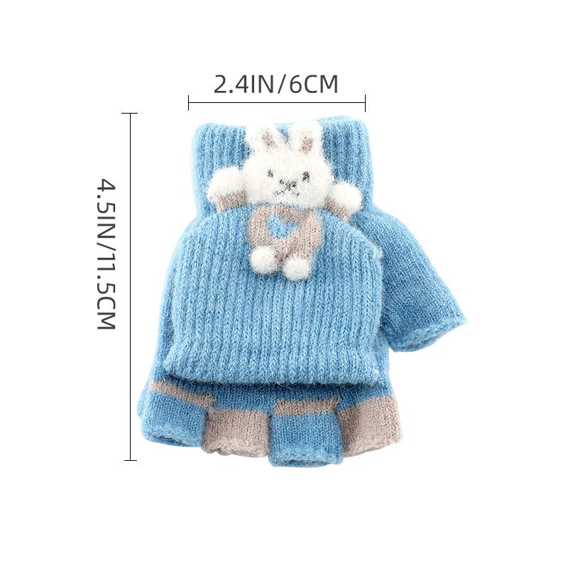 Gants d&#39;hiver en tricot pour enfants, motif lapin mignon, mitaines de dessin animé pour filles, doux et chauds, sans doigts, pour bébé de 2 à 7 ans
