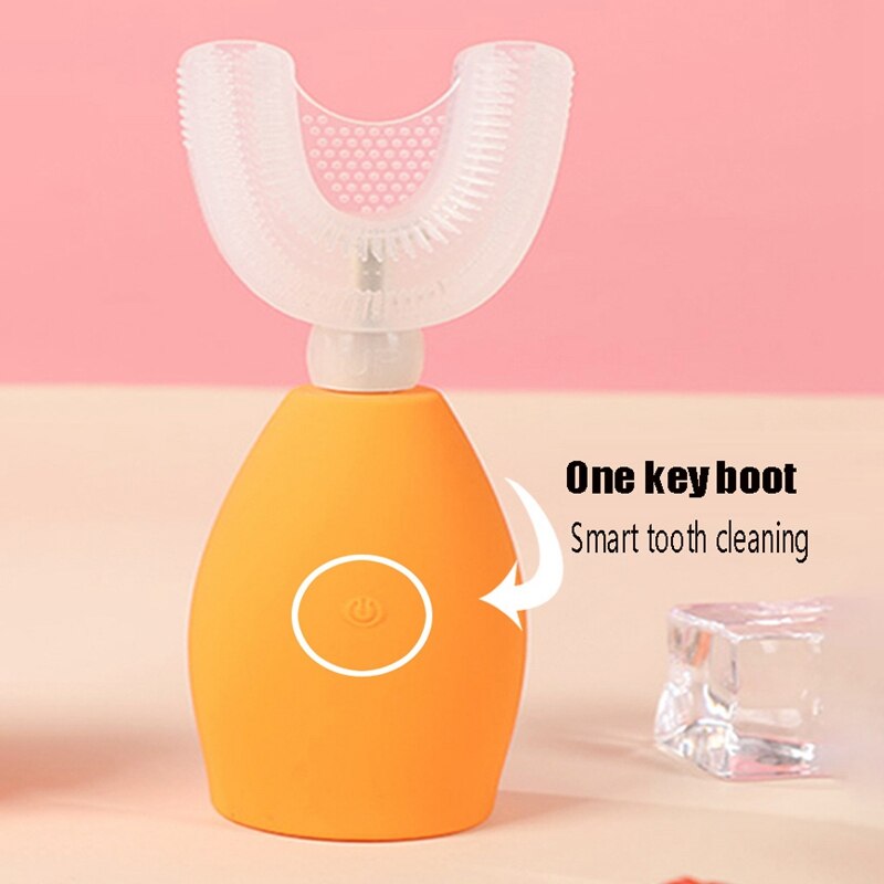 2IN1 Elektrische Tandenborstel 360 Graden Ligent Automatische Sonic Usb Oplaadbare U-vormige Kinderen Tandenborstel