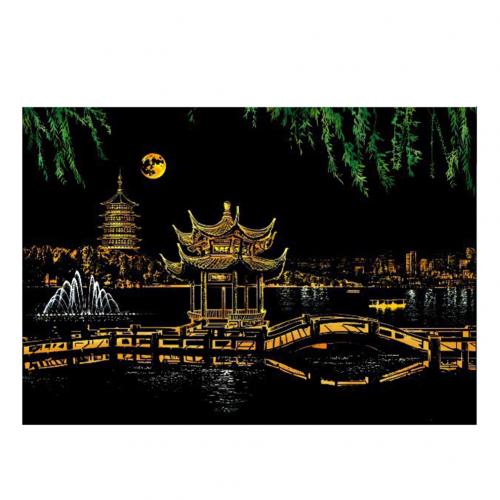 City Scratch Painting Drawing Paper DIY Art Craft Scratchboard Wall Decoration: Hangzhou West Lake