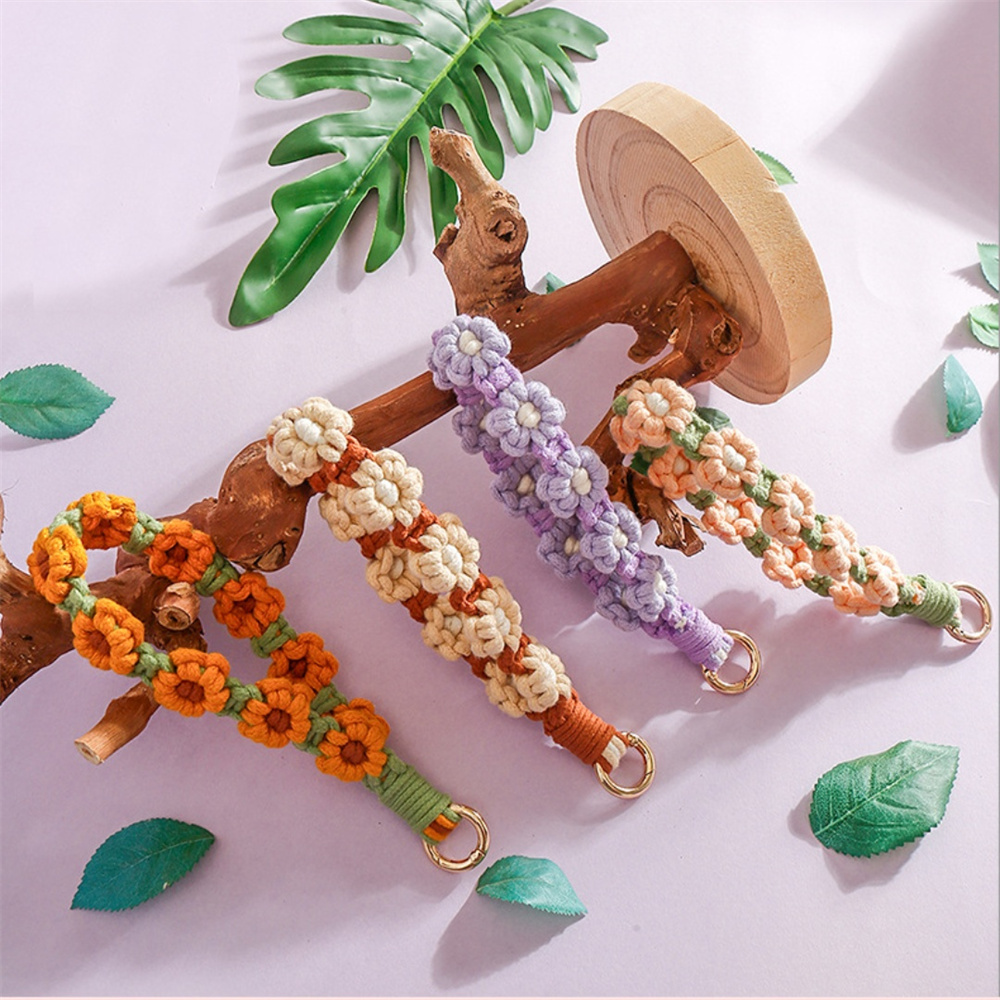 Cordão de Flor de Margarida em Crochê, Alça de Pulso Antiperda para Telefone, Mulheres e Meninas, Pingentes para Bolsa Feitos à Mão, Porta-chaves, Presentes