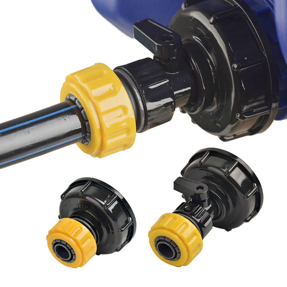 1000L IBC Water Tank Adapter Ton Barrel Fittings, with 1/2 3/4 inch Garden Quick Hose Connector 1000 Liter IBC Tank Fitting
