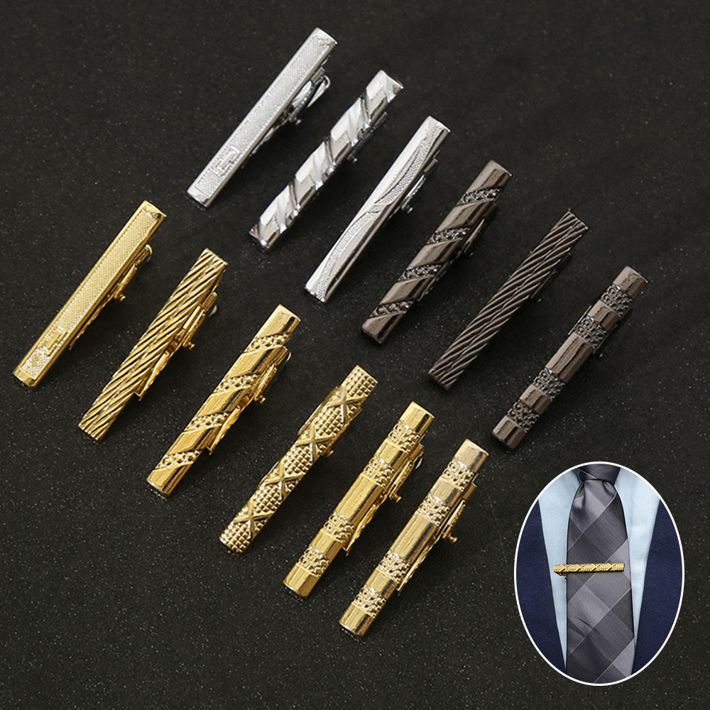 Clips de alfiler de corbata clásicos para hombres, Clip de corbata de simplicidad de negocios, joyería de , barra de corbata de boda exquisita, Color plateado y dorado
