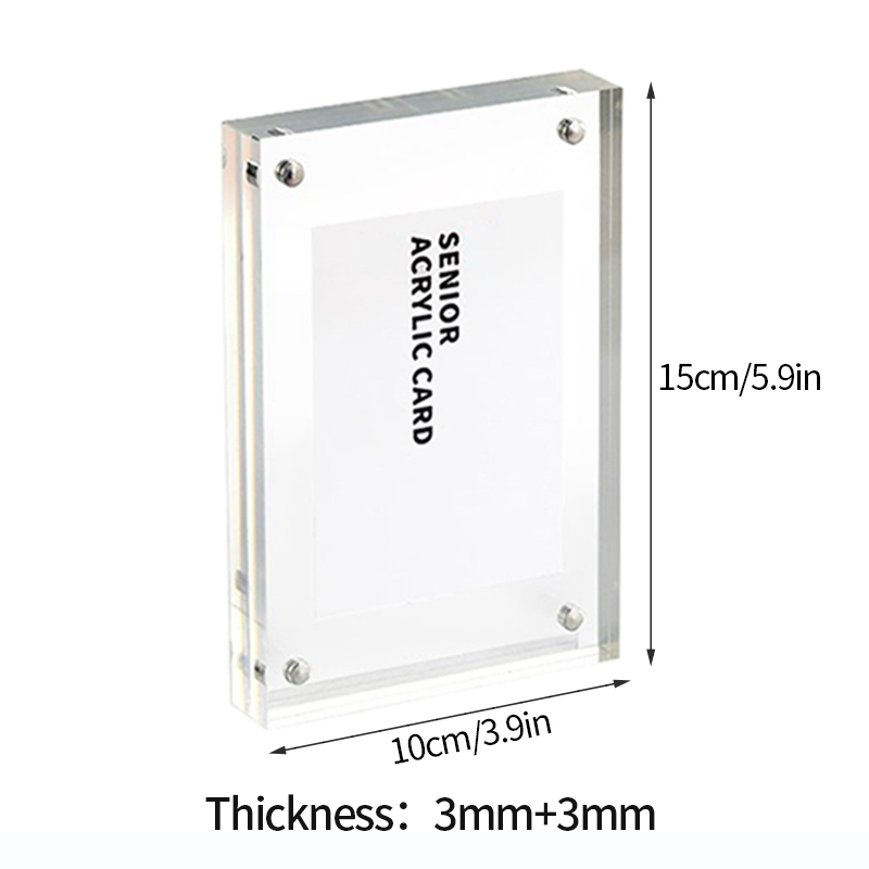 Cadre Photo en acrylique Transparent, magnétique Double face, porte-carte Photo idole, ornement de bureau, porte-carte Photo: Gris clair