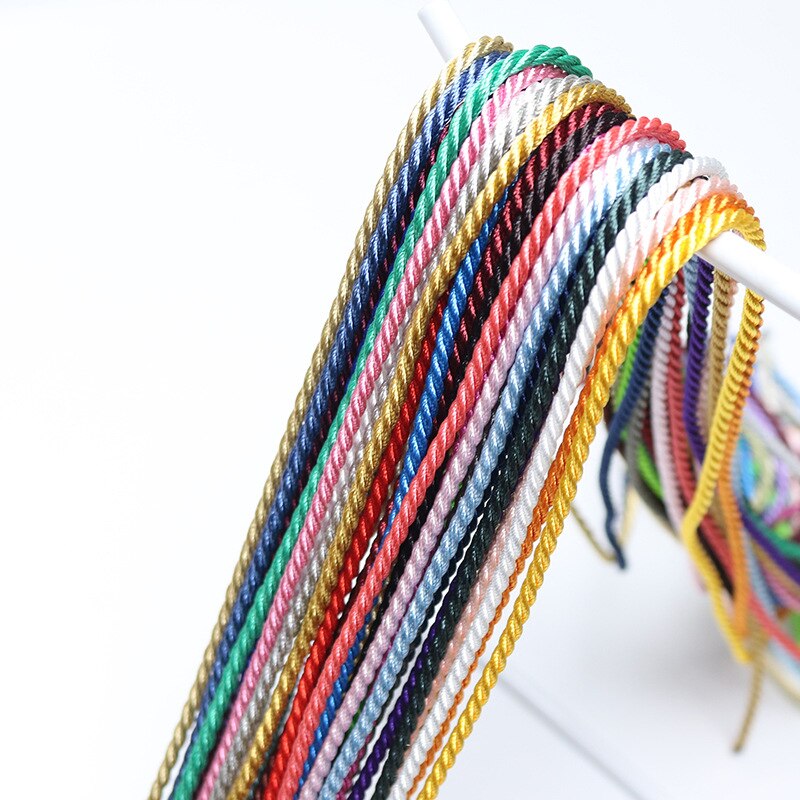 10 Meters 3mm Satin Polyester Cords Three strands of Rope Silk thread Rope Diy Jewelry Findings Handbag Box Accessories