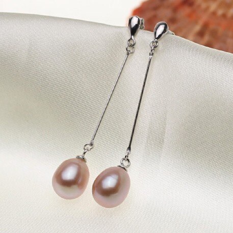 Zhboruin Natuurlijke Parel Oorbellen Voor Vrouwen 925 Sterling Zilveren Sieraden Water Parel Huwelijkscadeau: A Purple