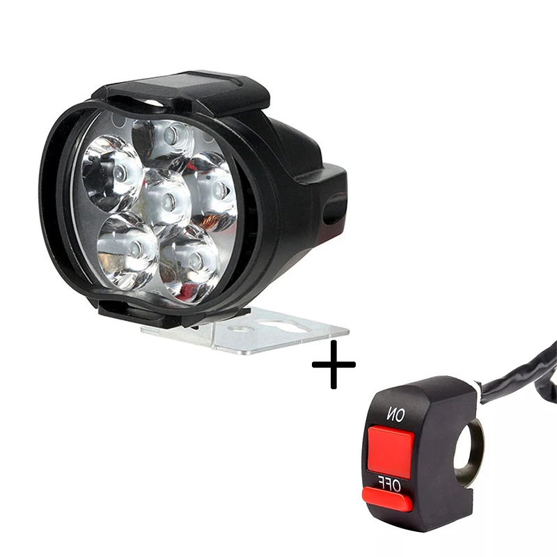 6LED 12V Motorfiets Koplampen Wit Super Heldere Werken Front Light 1500LM LED Scooters Spotlight Motor Mistlampht: Ijsblauw