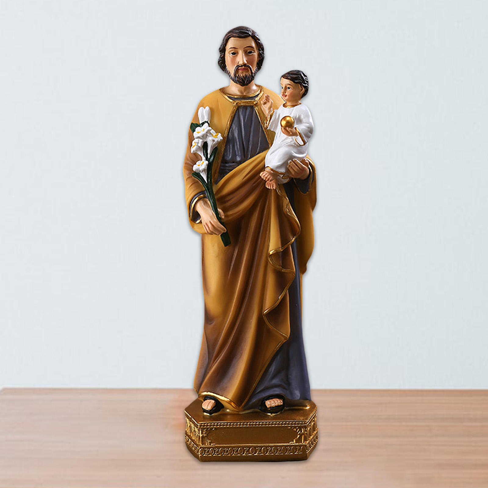 St. Joseph Statue 20cm H Garden Collection Resin and Stone Decorative Religious Home Indoor and Outdoor Decor Durable