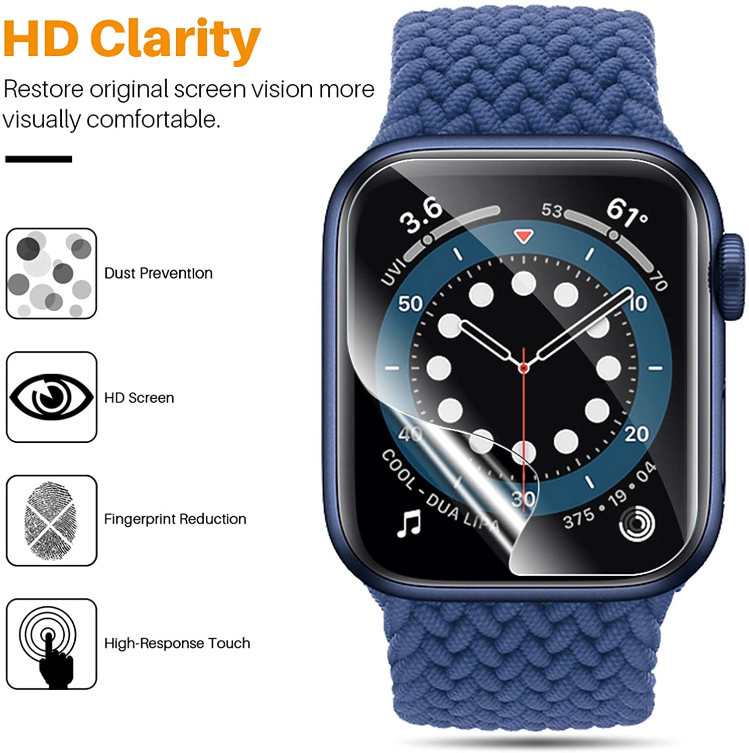 HD Film For Apple Watch Screen Protector 45mm 41mm Not tempered Glass) iWatch Protector Apple watch series 7