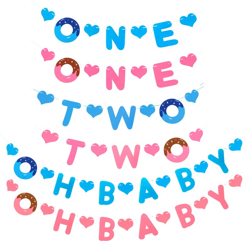 1pc non-woven diy happy first birthday 2 jaar oud oh baby banner vlag jongens meisjes geslacht onthullen babyshower feestdecoratie