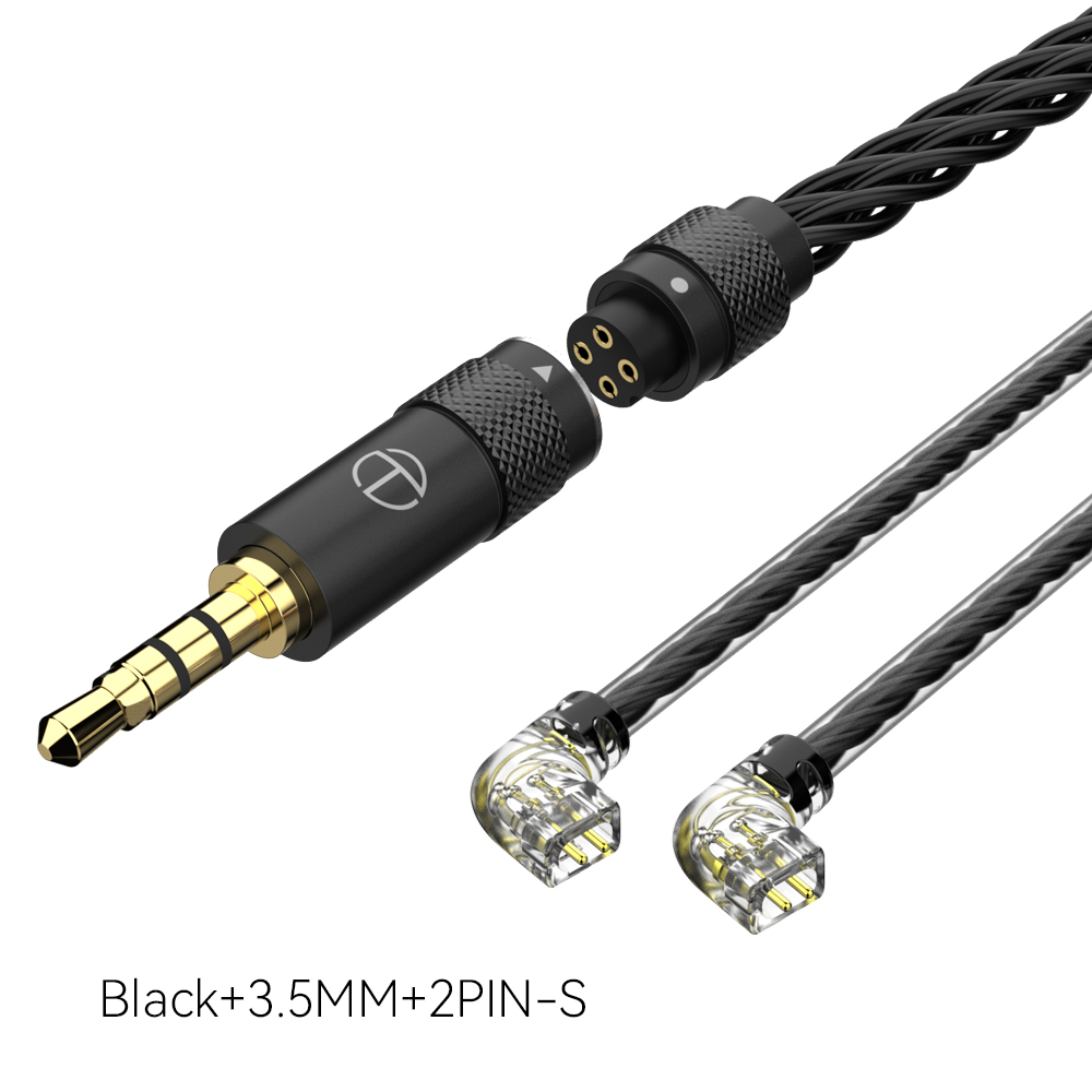 Trn  t2s pro 16 -adriges, versilbertes hifi-upgrade-kabel, grau/schwarz, mmcx /2- pin-anschluss für trn vx pro  ta2 ta c16 zsx  mt1 mt2 edx: Schwarzer 3.5 2 pin-qdc