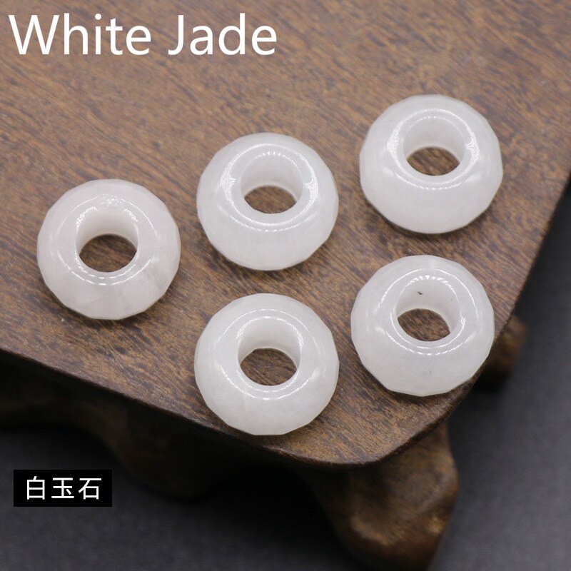 5Stck 8x14mm Große See Perlen Facettiert Halb-wertvolle See 6mm Abakus Runde verlieren Perlen DIY Für Armbänder Halskette Natürliche Stein: Weiß Jade