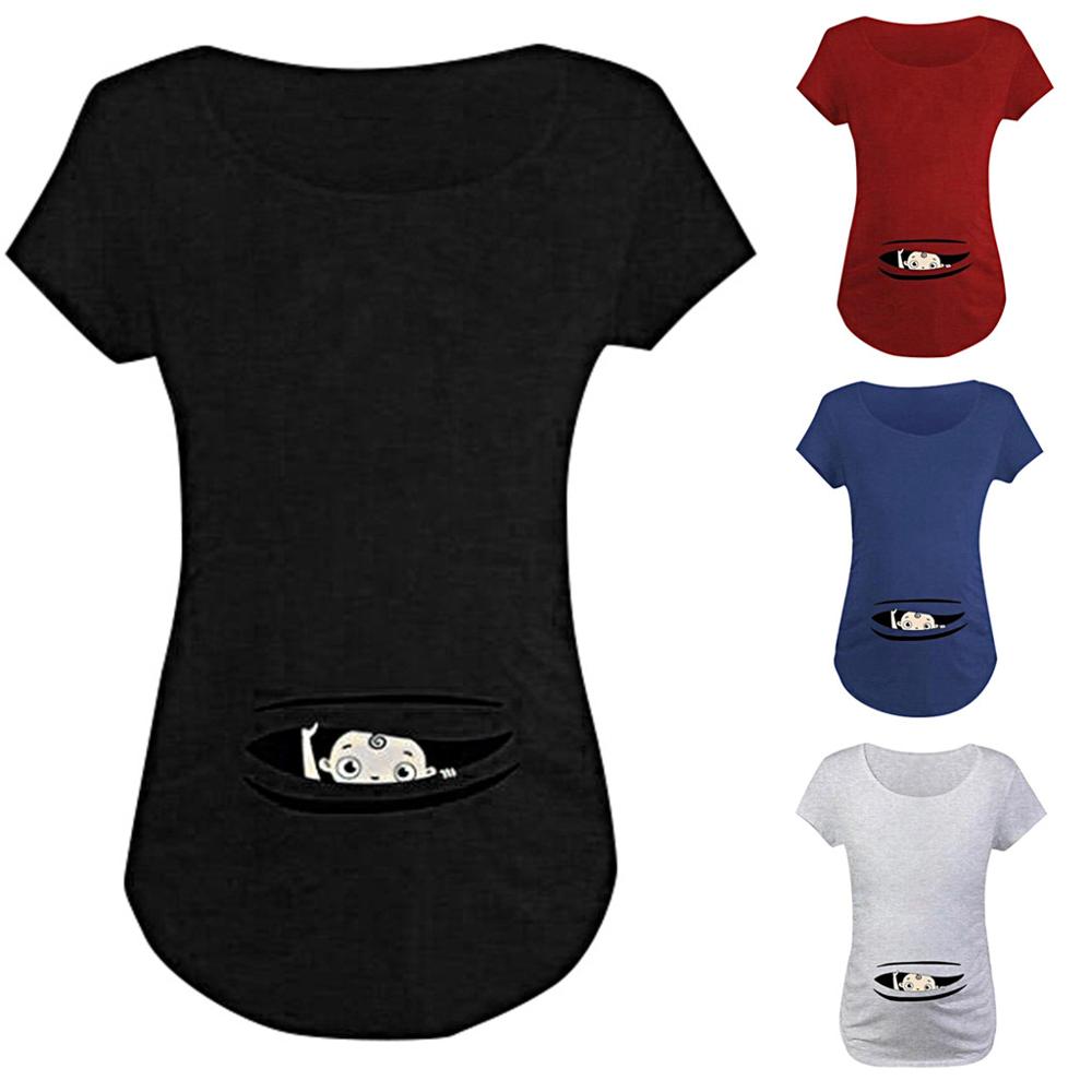 Vrouwen Korte Mouw Zwangere Vrouwen Borstvoeding Print T-shirt Tops Katoen Mode Striae Moederschap