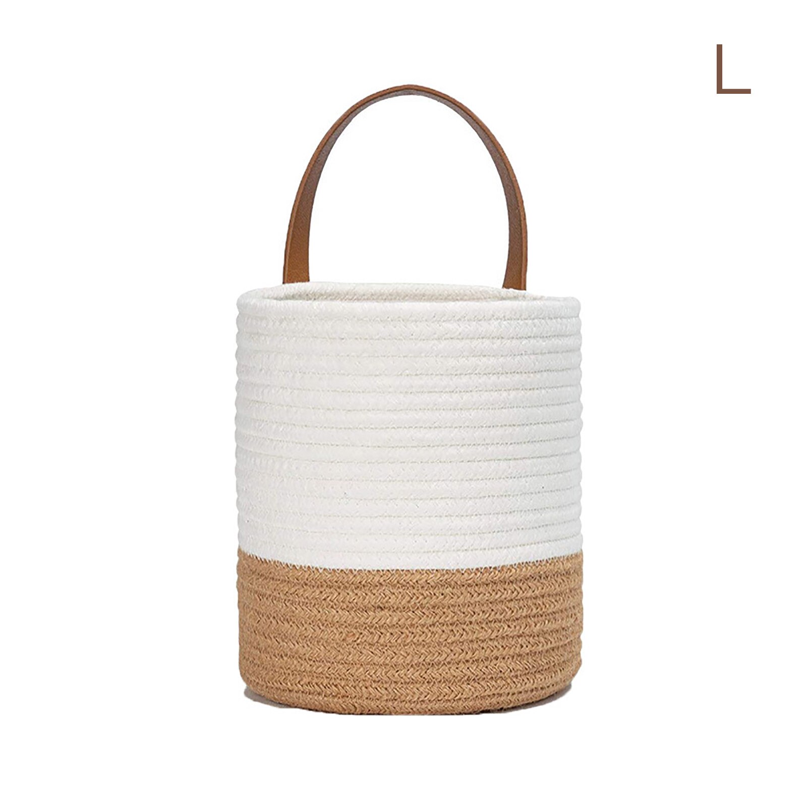Cesta colgante de pared de mimbre de imitación de plantas, cinturón tejido hecho a mano, cestas de plantador: Beige L