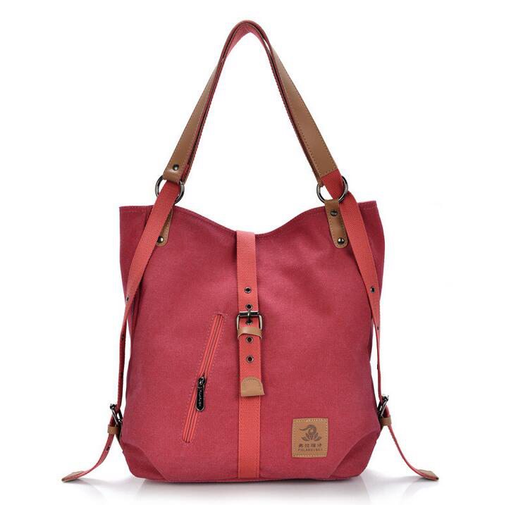 nouvelle femme sac à main dame filles décontracté toile sac à main sac à bandoulière multifonctionnel femmes sac de messager L4-2475: Rouge