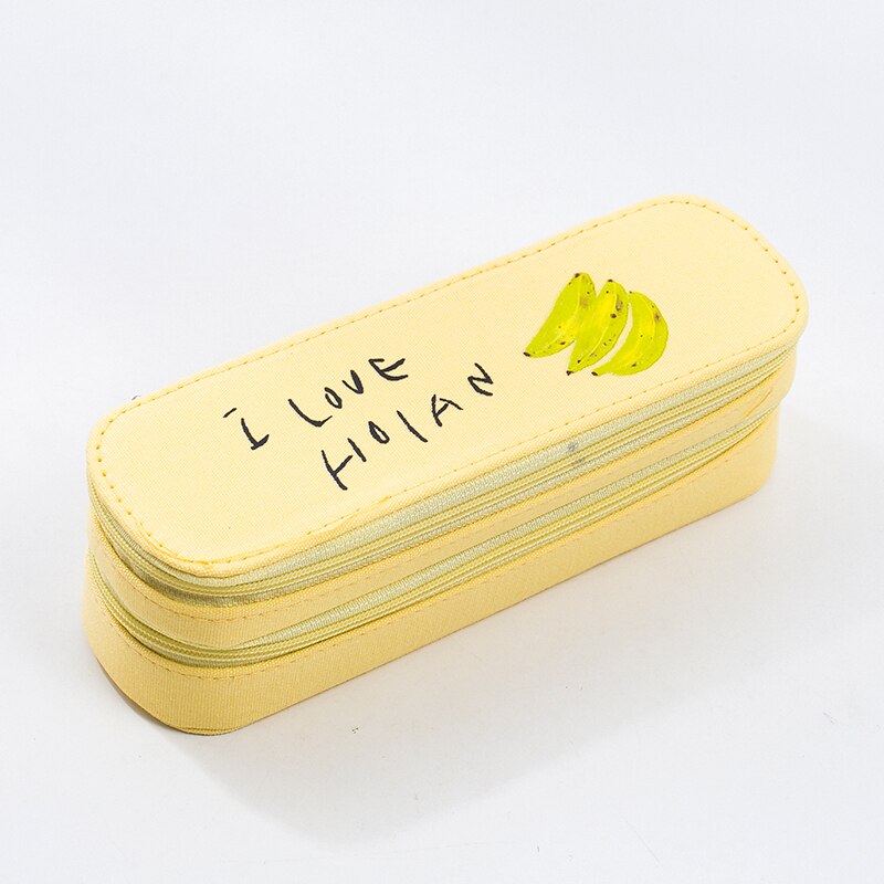 Candy Color Pencil Case Sweet Cute Pencil Bag School Supplies Kawaii Stationery Pen Case Pouch Box Fruit Banana Pencil Box: yellow