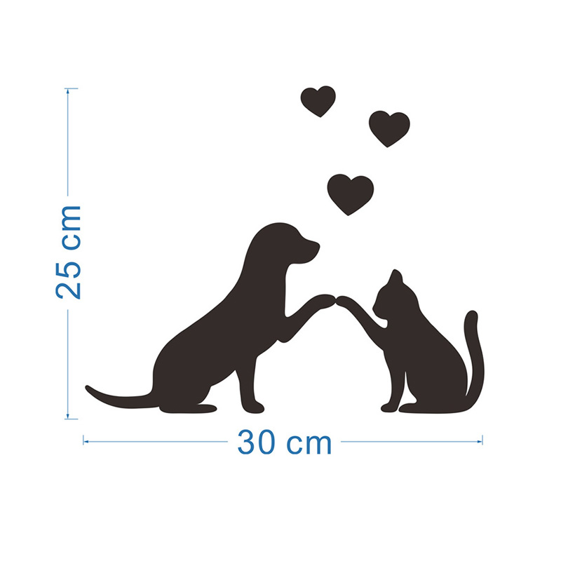 Black and White Cat Dog Wall Stickers Mirror 3D Acrylic DIY Self-adhesive Waterproof Home Decor Cattery Doghouse Decoration