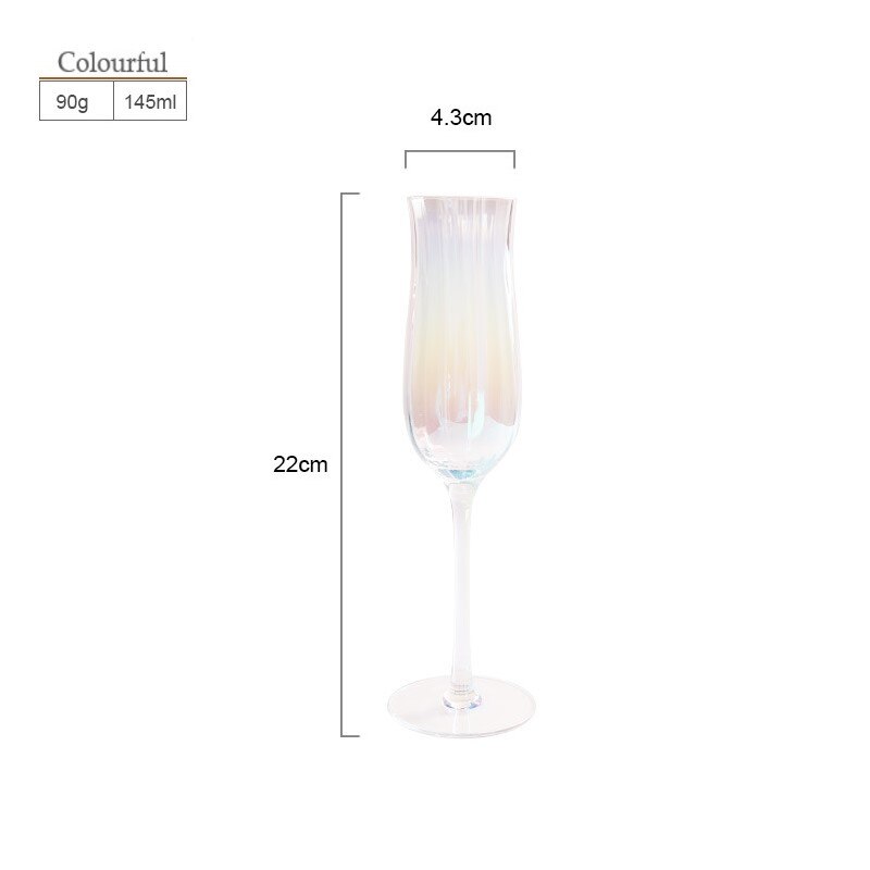 Ins Tulip Wine Glass Lead Free Glass Gold Painting Colourful Champagne Juice Cup Simple Wine Cup Crystal Glass: 0004