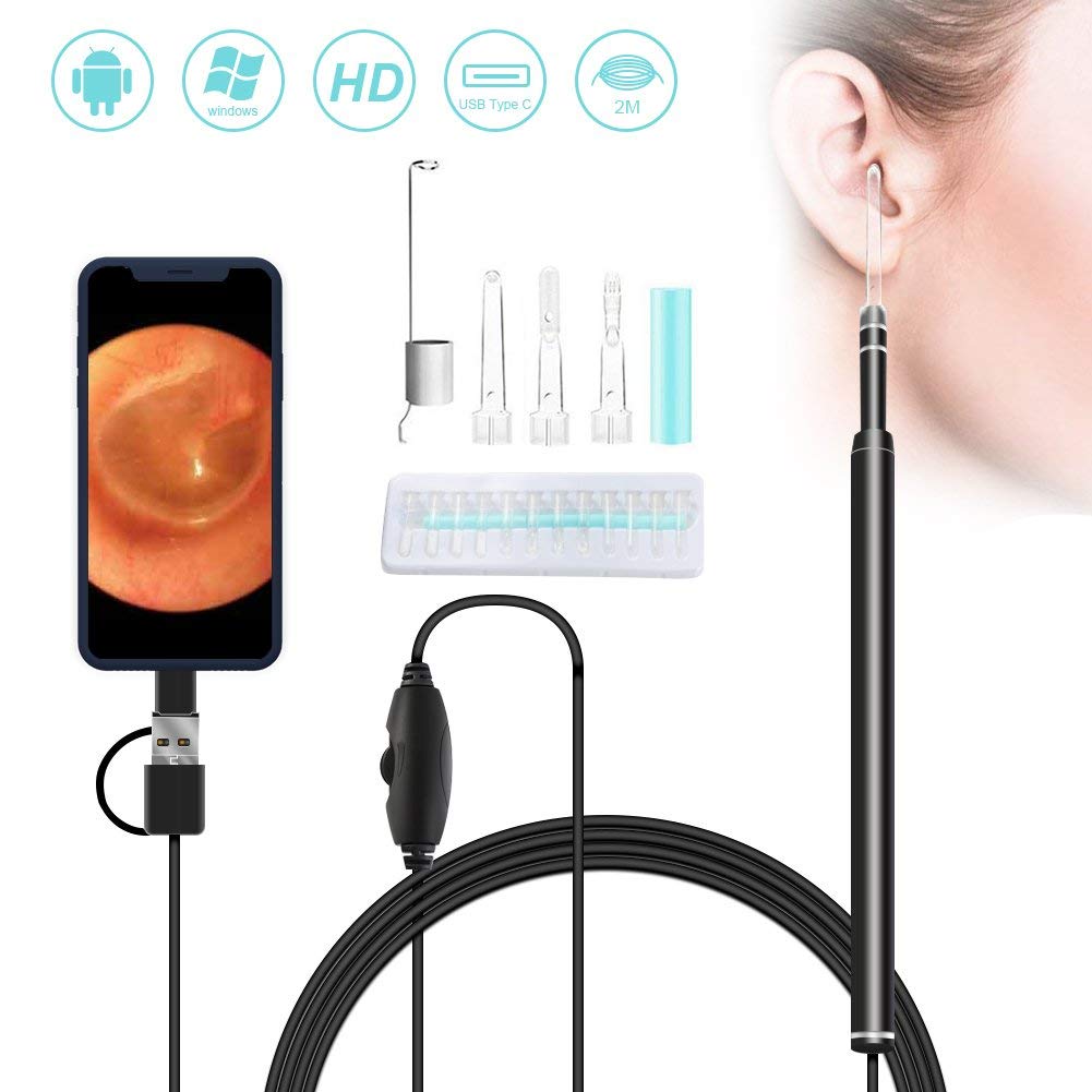 Ear Cleaning Endoscope 3 In1 USB HD Visual Ear Spoon 5.5mm Mini Camera Android PC Ear Pick Otoscope Borescope Tool Health Care