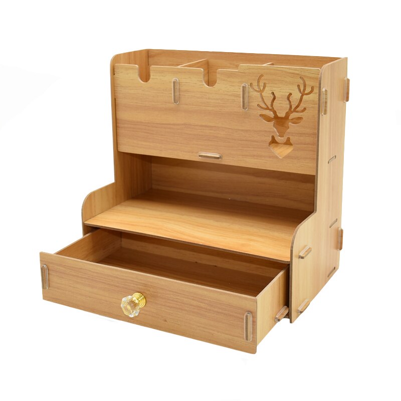 1Pcs Multi-function Wooden Desktop Pen Holder Office School Storage Case Desk Pen Pencil Organizer
