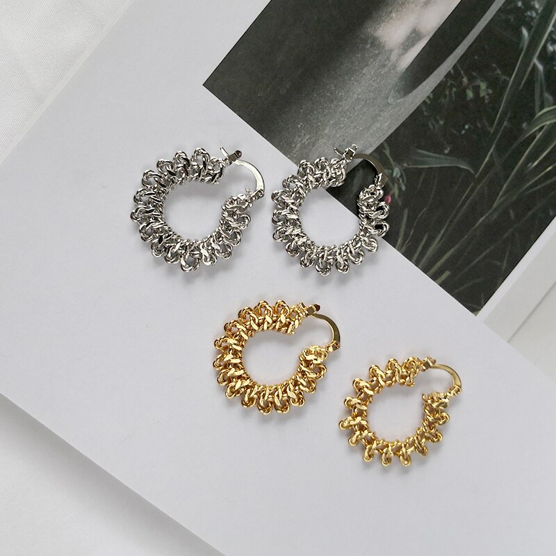 Peri'sBox Symmetrical Round Multi Knots Geometric Earrings Brass Gold Hoop Earrings for Women Stylish Dainty Earrings Hoops