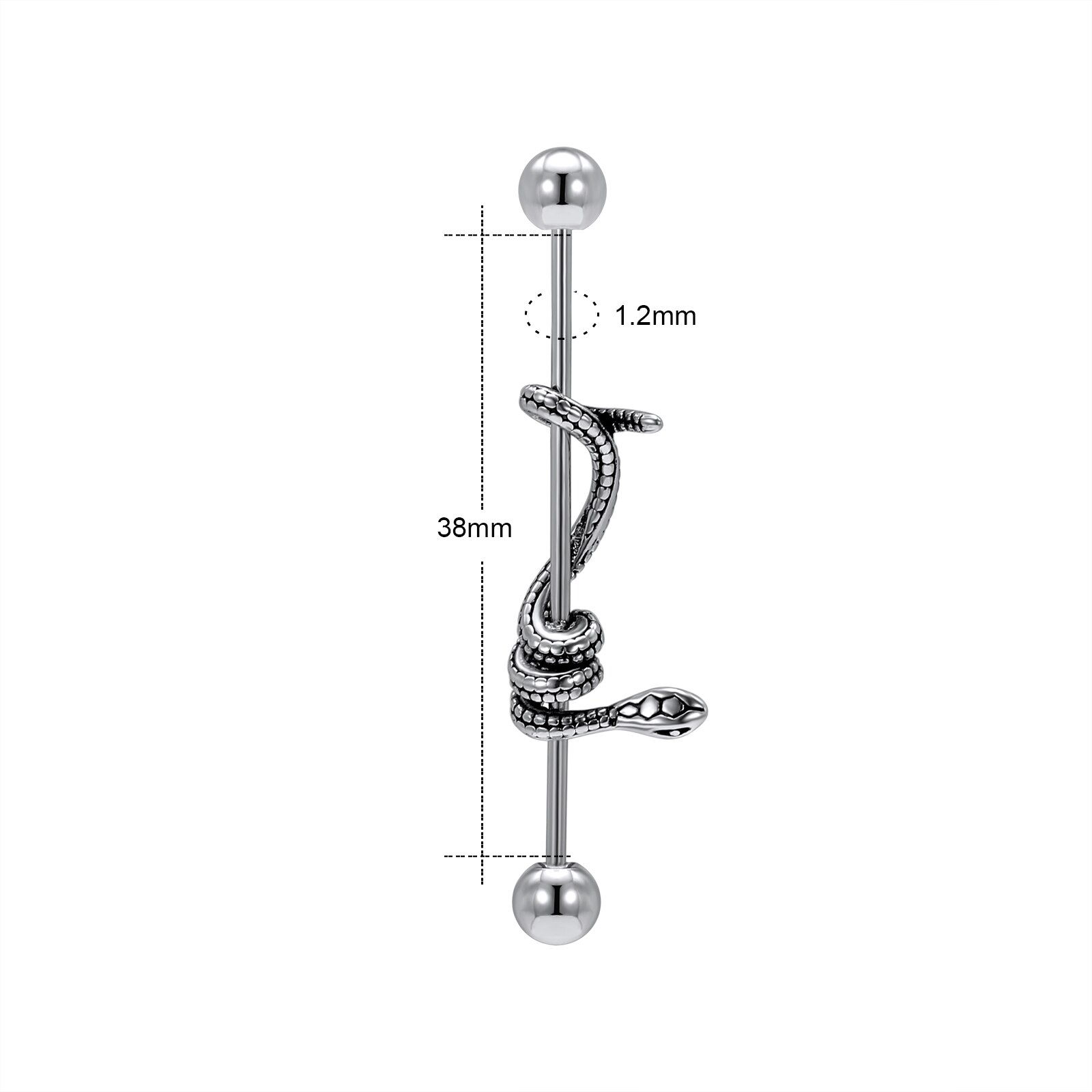 Aoedej piercing industrial brinco feminino hélice de aço inoxidável orelha piercing dragão cobra longo brinco jóias barbell: 0125