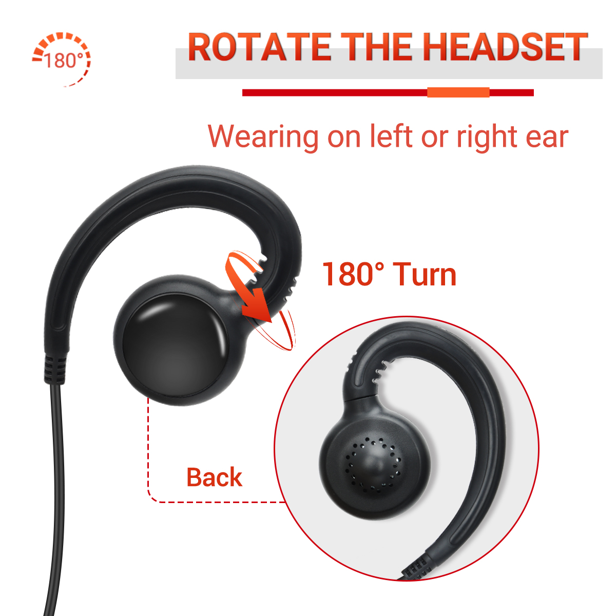 2 stücke BAOFENG 2 Stift G-bilden Ohr Haken Headset Hörer PTT Für Baofeng UV5R UVS9 UV-13 UV-17 UV-21 UV16 Profi Plus Walkie Talkie