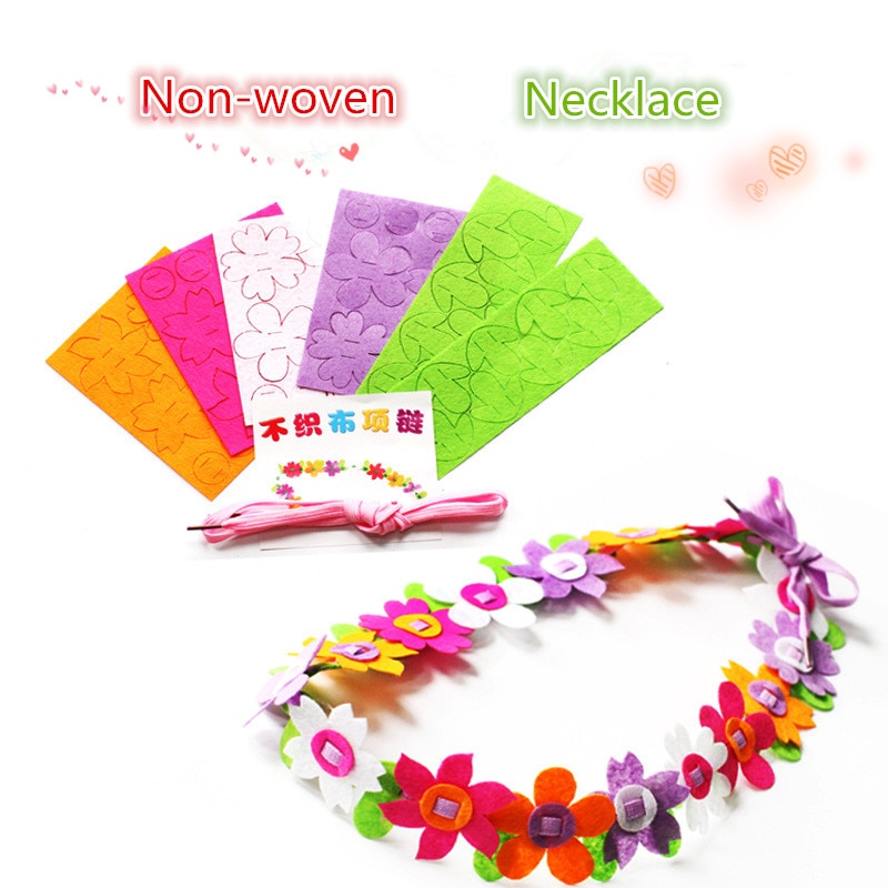 DIY Non-woven Necklace Flower Wreaths Handmade Craft Toys Kids DIY Material Bag Children&#39;s Day