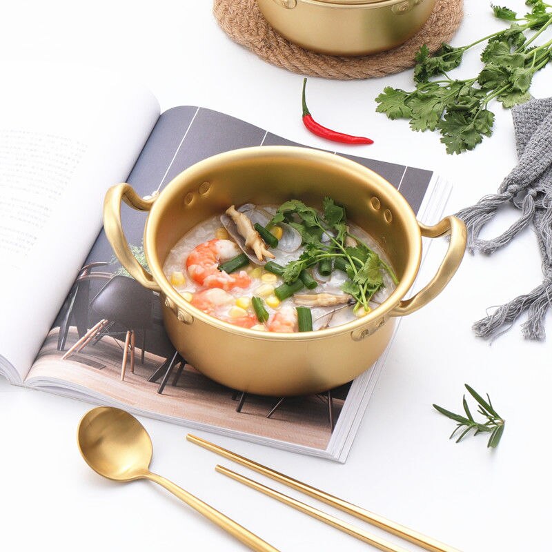 Koreaanse Multifunctionele Kookpot Aluminium Noodle Met Deksel Melk En Ei Snelle Verwarming Koken Tool Golden Home Keuken fornuis