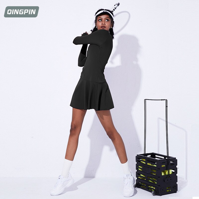 2022 neue frauen Sport Kleid Tennis Felsen Badminton Felsen Fitness Tragen nackt Lange ärmeln Sport-Felsen Yoga Felsen Tennis Kleid