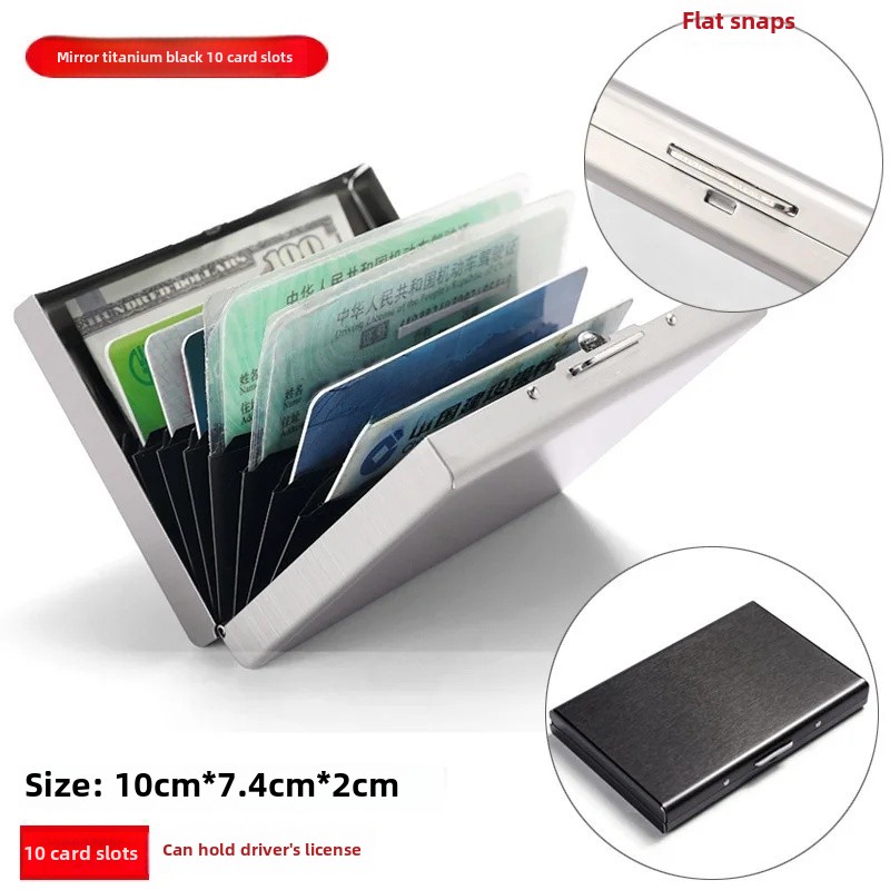 Of The Season Anti-Magnetic Stainless Steel Metal Wallet Unisex High Security Simple Luxury Card Holder Men: black