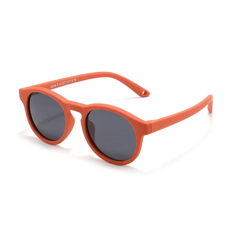 Modische erste Sonnenbrille für Babys mit Riemen, rund, flexibel, UV400, polarisiert, für Kleinkinder Ich bin ändern von 0–3 Jahren: Orange