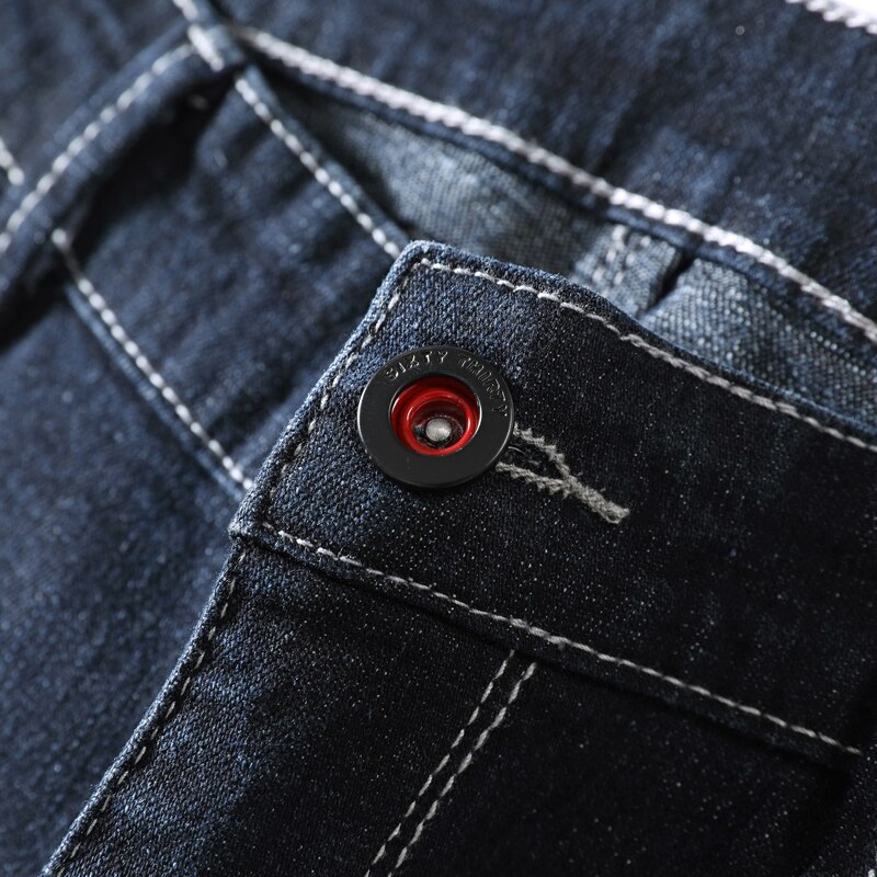 Markowe dżinsy dla mężczyzn jesienno-zimowa regularne proste długie spodnie Casual Fashion Mid czarne dżinsy Hommes Jeans Man Big Size 36 38