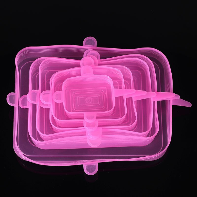 Silicone Stretch Lids 6 Pack Reusable Durable and Expendable Lids Silicone Covers for Fresh Food Leftovers Keep Food Fresh: F-Pink