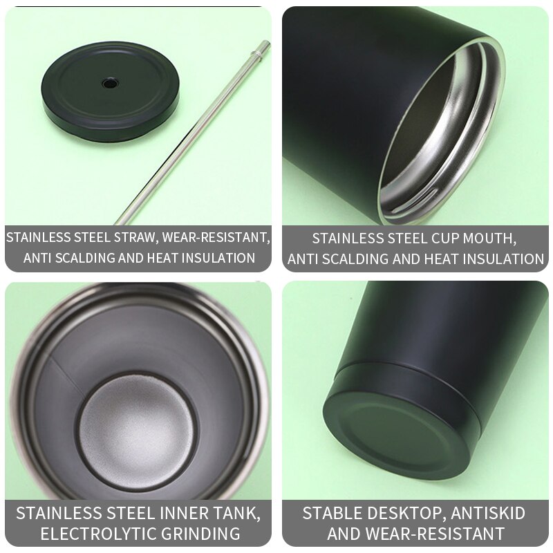 Roestvrij Staal Koffie Mok 500Ml Mok Met Deksel Bier Mokken Voor Thee Cup Metal Drinken Stro Drinken Stro reizen Cups #25
