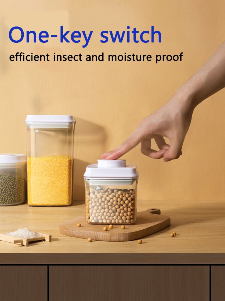 Airtight Food Storage Containers with One Key Press to Seal Lids Waterproof and stackable Suitable for storing flour, nuts, etc.