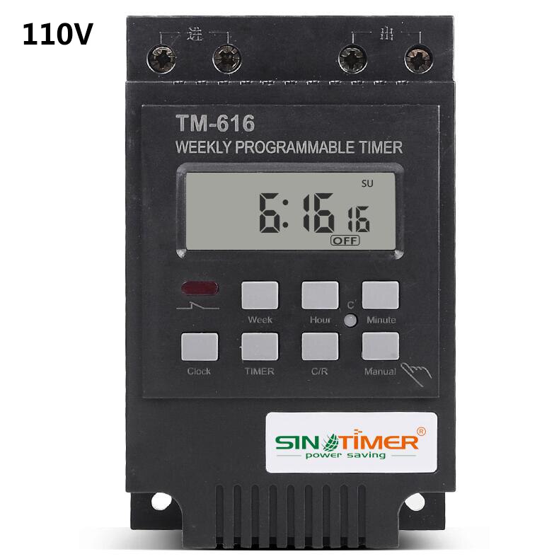 TM-616 minuteries programmables hebdomadaires 30AMP charge de contrôle 17 marche/arrêt 12V 110V 220V 24h commutateur de contrôle de temps numérique: 110V black