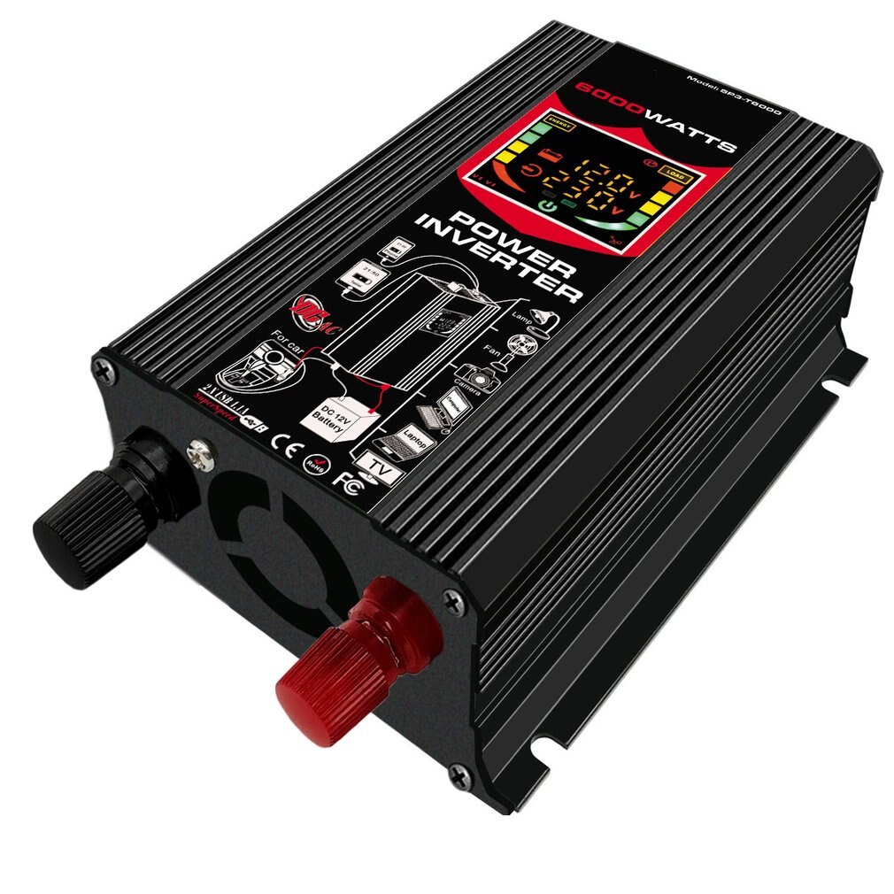 6000w 12v to 220v/110v smart skjerm bil strøm inverter omformer adapter dual usb spenningstransformator modifisert sinusbølge