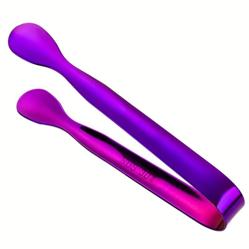Stainless Steel Ice Cube Clip Ice Tong Bread Food BBQ Clip Barbecue Clip Ice Clamp Tool Bar Kitchen Accessories Food Tongs: Purple