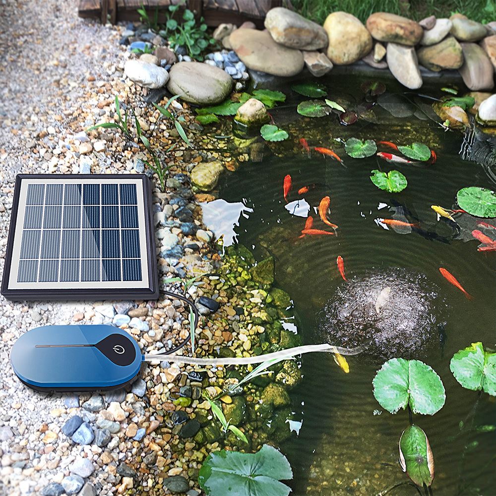 4000mAh Solar Powered Pond Water Pump Garden Air Stone Oxygen Aerator Oxygenator for Outdoor Garden Bath Fish Tank