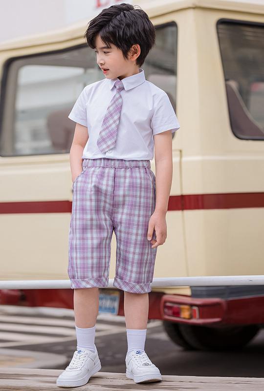Girls Boys Primary School Uniform Set Children Jk Summer Academy Performance Class Plaid Pleated Skirt Short Sleeve Shirt Suit: boys  / 160cm