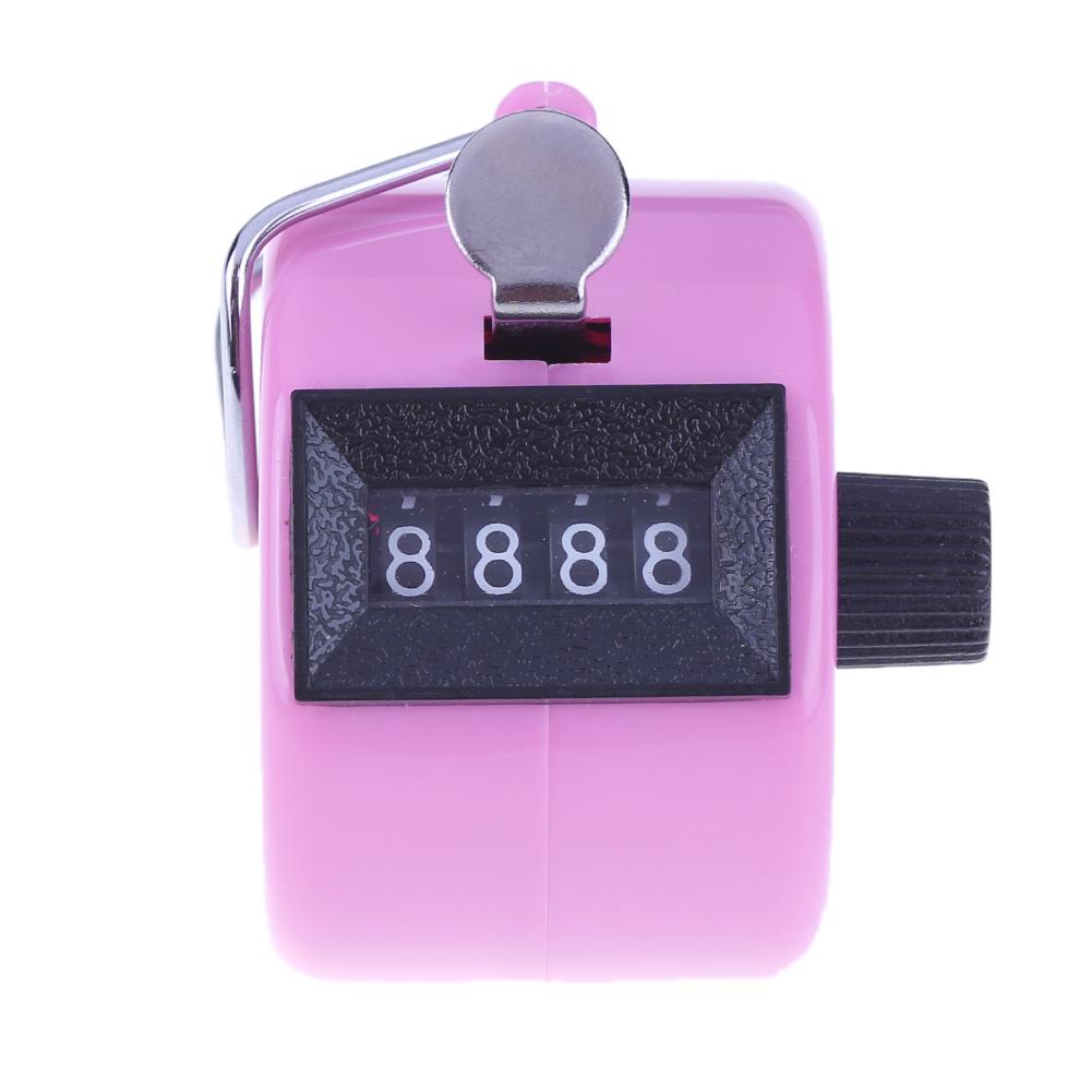 Mini Portable 4 Digit Number Counters Plastic Shell Hand Finger Display Manual Counting Tally Clicker Timer Soccer Golf Counter: Pink