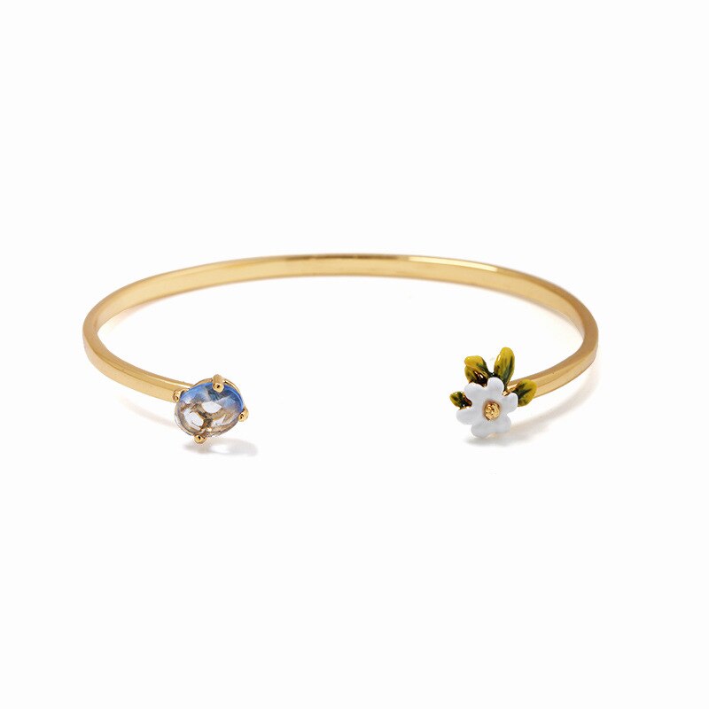 Romantisk søte oransje blomster perle ørering ring armbånd armbånd halskjede smykkesett for kvinner hvite blomster smykker: No12 armbånd