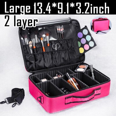 HMUNII Women Cosmetic Bag Travel Makeup Organizer Make Up Box Cosmetics Pouch Bags Beauty Case For Makeup Artist: C-Red Cosmetic bag