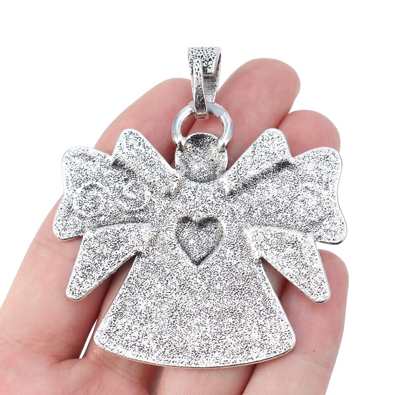 ZXZ 2pcs Antique Silver Large Hammered Guardian Angel Charms Pendants For Necklace Jewelry Making Findings 71x62mm